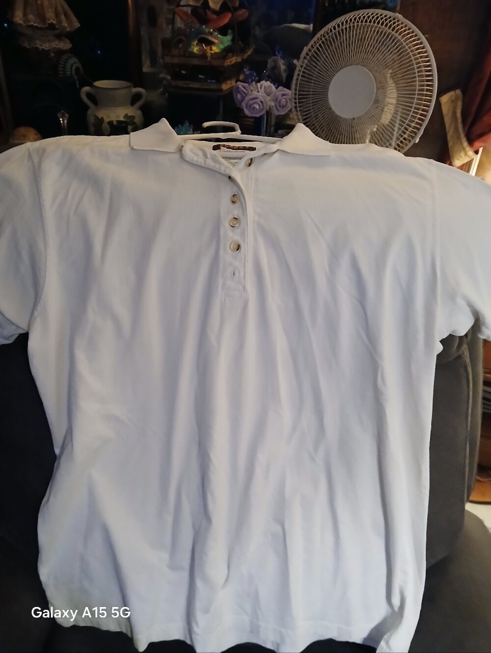 Men's White Polo Shirt with Button Placket
